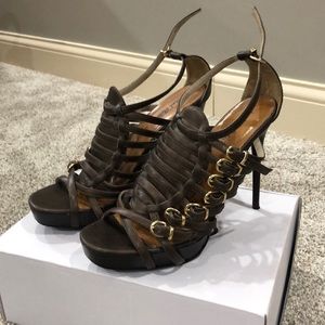 Gently Used Michael Antonio brown belted heels